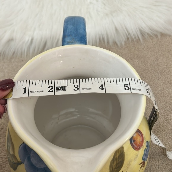 Zrike Floral Yellow and Blue Ceramic Pitcher decorative - Picture 6 of 6